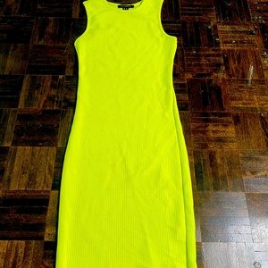 Neon green yellow electric stretchy tank top dress
